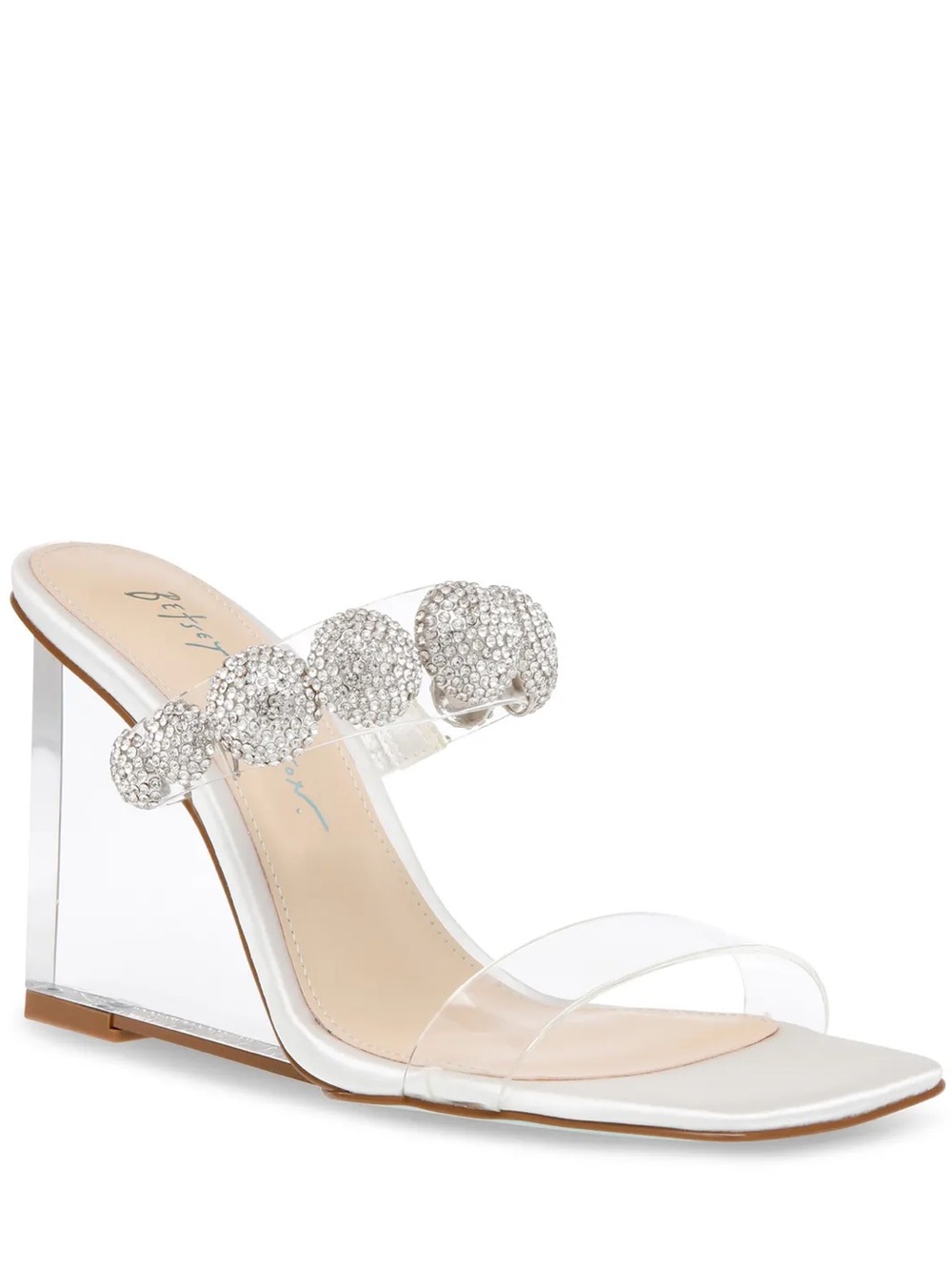 Troy Ivory Crystal Embellished Clear Wedge Slide - Women's White